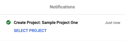 Create Project notification A Google Cloud Platform "Create Project" notification.